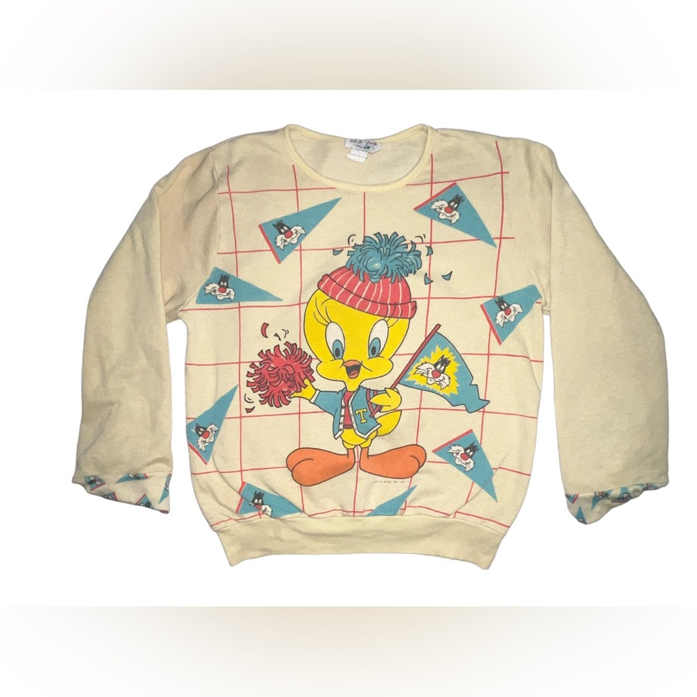 Rare Vintage Tweety Bird Warner Bros 1985 Roll Sleeves Women’s‎ Large Sweatshirt